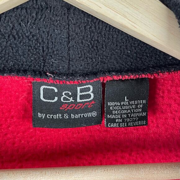 Vintage C&B Sport Fleece Winter Cabin Sweatshirt Christmas Sweater Red Mockneck - Picture 5 of 11